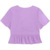imageLYANER Womens Floral Print V Neck Tie Knot Ruffle Hem Short Sleeve Blouse Peplum TopLight Purple