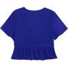 imageLYANER Womens Floral Print V Neck Tie Knot Ruffle Hem Short Sleeve Blouse Peplum TopRoyal Blue