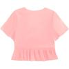imageLYANER Womens Floral Print V Neck Tie Knot Ruffle Hem Short Sleeve Blouse Peplum TopSolid Pink