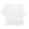imageLYANER Womens Floral Print V Neck Tie Knot Ruffle Hem Short Sleeve Blouse Peplum TopWhite