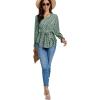 imageLYANER Womens Floral Wrap V Neck Tie Waist Peplum Ruffle Hem Long Sleeve Blouse Shirt TopFloral Green