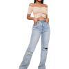 imageLYANER Womens Off Shoulder Ruched Short Sleeve Rib Knit Sexy Crop Top BlouseOffwhite