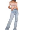 imageLYANER Womens Off Shoulder Ruched Short Sleeve Rib Knit Sexy Crop Top BlouseSolid Dusty Pink