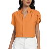 imageLYANER Womens Casual Split V Neck Petal Cap Sleeve Chiffon Blouse Shirt TopsOrange