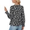 imageLYANER Womens Babydoll Peplum Blouse Bow Tie Front Long Sleeve Floral Print Smock TopsBlack