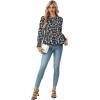 imageLYANER Womens Babydoll Peplum Blouse Bow Tie Front Long Sleeve Floral Print Smock TopsBlack