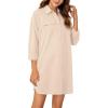 imageLYANER Womens Button Down Shirt Dresses Collared Long Sleeve Slit Tunic Blouse Tops with PocketsBeige