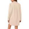 imageLYANER Womens Button Down Shirt Dresses Collared Long Sleeve Slit Tunic Blouse Tops with PocketsBeige