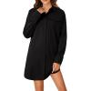 imageLYANER Womens Button Down Shirt Dresses Collared Long Sleeve Slit Tunic Blouse Tops with PocketsBlack