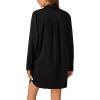 imageLYANER Womens Button Down Shirt Dresses Collared Long Sleeve Slit Tunic Blouse Tops with PocketsBlack