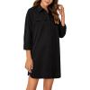 imageLYANER Womens Button Down Shirt Dresses Collared Long Sleeve Slit Tunic Blouse Tops with PocketsBlack