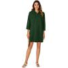 imageLYANER Womens Button Down Shirt Dresses Collared Long Sleeve Slit Tunic Blouse Tops with PocketsDark Green
