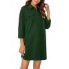 imageLYANER Womens Button Down Shirt Dresses Collared Long Sleeve Slit Tunic Blouse Tops with PocketsDark Green
