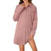 imageLYANER Womens Button Down Shirt Dresses Collared Long Sleeve Slit Tunic Blouse Tops with PocketsDust Pink