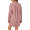 imageLYANER Womens Button Down Shirt Dresses Collared Long Sleeve Slit Tunic Blouse Tops with PocketsDust Pink