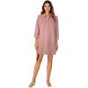 imageLYANER Womens Button Down Shirt Dresses Collared Long Sleeve Slit Tunic Blouse Tops with PocketsDust Pink