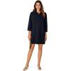 imageLYANER Womens Button Down Shirt Dresses Collared Long Sleeve Slit Tunic Blouse Tops with PocketsNavy Blue