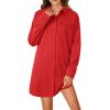 imageLYANER Womens Button Down Shirt Dresses Collared Long Sleeve Slit Tunic Blouse Tops with PocketsRed