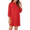 imageLYANER Womens Button Down Shirt Dresses Collared Long Sleeve Slit Tunic Blouse Tops with PocketsRed