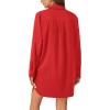 imageLYANER Womens Button Down Shirt Dresses Collared Long Sleeve Slit Tunic Blouse Tops with PocketsRed