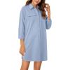 imageLYANER Womens Button Down Shirt Dresses Collared Long Sleeve Slit Tunic Blouse Tops with PocketsSky Blue
