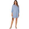 imageLYANER Womens Button Down Shirt Dresses Collared Long Sleeve Slit Tunic Blouse Tops with PocketsSky Blue