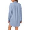 imageLYANER Womens Button Down Shirt Dresses Collared Long Sleeve Slit Tunic Blouse Tops with PocketsSky Blue
