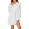imageLYANER Womens Button Down Shirt Dresses Collared Long Sleeve Slit Tunic Blouse Tops with PocketsWhite