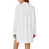imageLYANER Womens Button Down Shirt Dresses Collared Long Sleeve Slit Tunic Blouse Tops with PocketsWhite