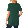 imageLYANER Womens Casual Flowy Tunic Tops V Neck Short Sleeve Button Up Pleated Shirt BlouseDark Green
