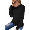 imageLYANER Womens Casual Loose Cowl Neck Ruched Stretch Long Sleeve Blouse Shirt TopBlack
