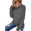 imageLYANER Womens Casual Loose Cowl Neck Ruched Stretch Long Sleeve Blouse Shirt TopGray