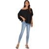 imageLYANER Womens Casual Loose Off Shoulder Batwing Half Sleeve Blouse Shirt Tunic TopBlack