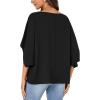 imageLYANER Womens Casual Loose Off Shoulder Batwing Half Sleeve Blouse Shirt Tunic TopBlack
