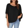 imageLYANER Womens Casual Loose Off Shoulder Batwing Half Sleeve Blouse Shirt Tunic TopBlack
