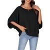 imageLYANER Womens Casual Loose Off Shoulder Batwing Half Sleeve Blouse Shirt Tunic TopBlack