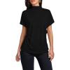 imageLYANER Womens Casual Mock Neck Ruffle Short Sleeve Summer Blouse Shirt Tops Black XLarge