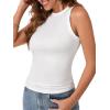 imageLYANER Womens Cute Tank Tops Sleeveless Racerback Slim Basic Ribbed Shirts Summer TopsWhite