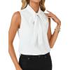imageLYANER Womens Elegant Bow Tie Mock Neck Sleeveless Blouse Office Workwear Shirt TopWhite