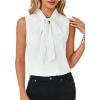 imageLYANER Womens Elegant Bow Tie Mock Neck Sleeveless Blouse Office Workwear Shirt TopWhite