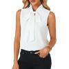 imageLYANER Womens Elegant Bow Tie Mock Neck Sleeveless Blouse Office Workwear Shirt TopWhite