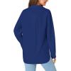 imageLYANER Womens Lapel Button Down Blouse Rolled Up Sleeve Dressy Shirt Work Office Casual TopDark Blue