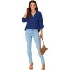 imageLYANER Womens Lapel Button Down Blouse Rolled Up Sleeve Dressy Shirt Work Office Casual TopDark Blue