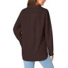 imageLYANER Womens Lapel Button Down Blouse Rolled Up Sleeve Dressy Shirt Work Office Casual TopDark Brown