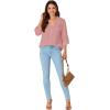 imageLYANER Womens Lapel Button Down Blouse Rolled Up Sleeve Dressy Shirt Work Office Casual TopDusty Pink