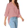 imageLYANER Womens Lapel Button Down Blouse Rolled Up Sleeve Dressy Shirt Work Office Casual TopDusty Pink
