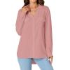 imageLYANER Womens Lapel Button Down Blouse Rolled Up Sleeve Dressy Shirt Work Office Casual TopDusty Pink