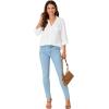imageLYANER Womens Lapel Button Down Blouse Rolled Up Sleeve Dressy Shirt Work Office Casual TopWhite