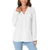 imageLYANER Womens Lapel Button Down Blouse Rolled Up Sleeve Dressy Shirt Work Office Casual TopWhite