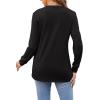 imageLYANER Womens Long Sleeve Top V Neck Pleated 2024 Spring Fashion Blouse T ShirtsBlack
